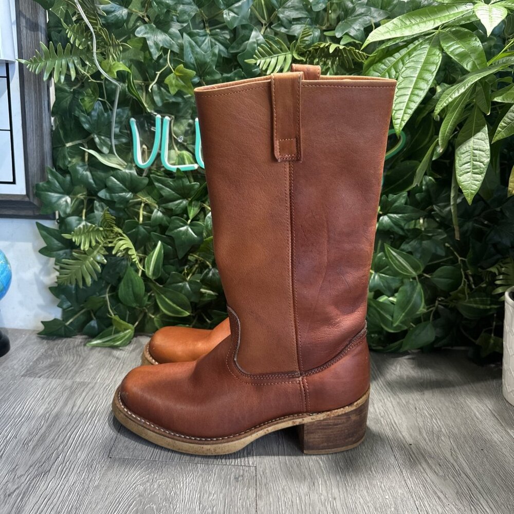 Vintage 70’s Campus Pull On Boots 10 D Leather Ri… - image 4